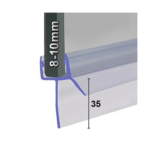 Shower Seal Shower/Bath Seal - 8-10mm Glass x 35mm Drop - 1m