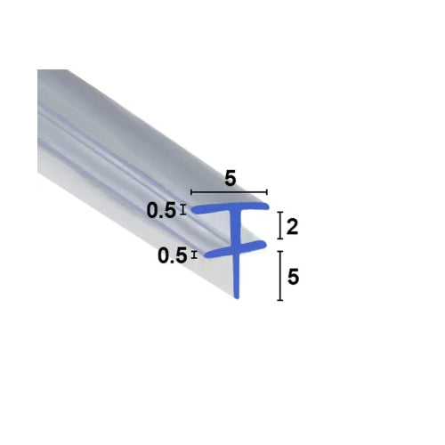 Shower Seal Bi-Fold/Channel Seal - 5mm Drop - 2m