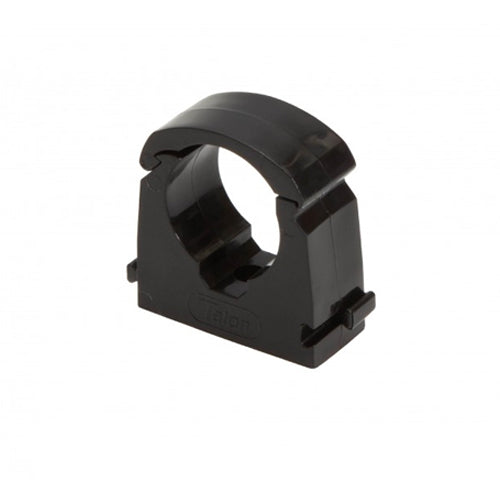 Talon Plastic Pipe Clip Hinged Single - 28mm (Bag of 50) - Black - TSB28
