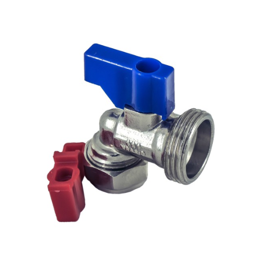 Brass Chrome Plated - Angled Washing Machine Valve - 15mm x 3/4" - WRAS Approved