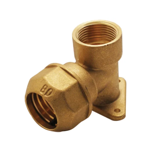 Brass - MDPE Wallplate Elbow - 3/4" x 25mm