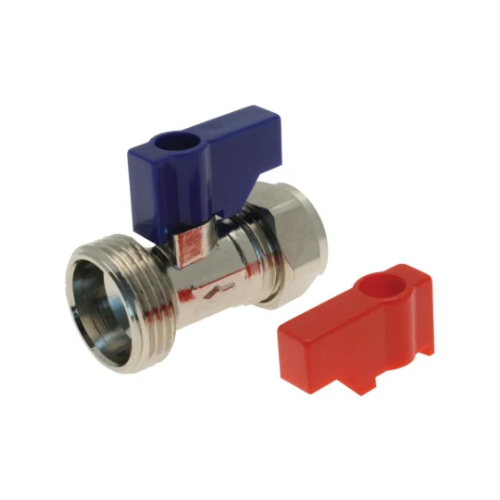 Brass Chrome Plated - Heavy Pattern - Straight Washing Machine Valve - 15mm x 3/4"