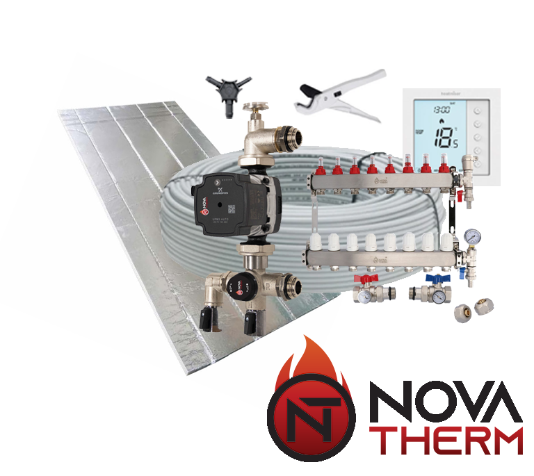 NovaTherm Water Underfloor Heating Dual Purpose Overlay Multi Zone Kit - 100m2