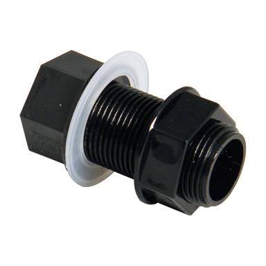 FloPlast Overflow Waste - Straight Tank Connector - 21.5mm Black - OS14B