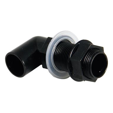 FloPlast Overflow Waste - Bent Tank Connector - 21.5mm Black - OS15B