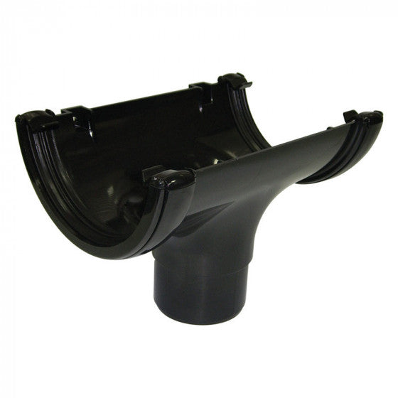 FloPlast 112mm Half Round - Gutter Running Outlet - Black - RO1B