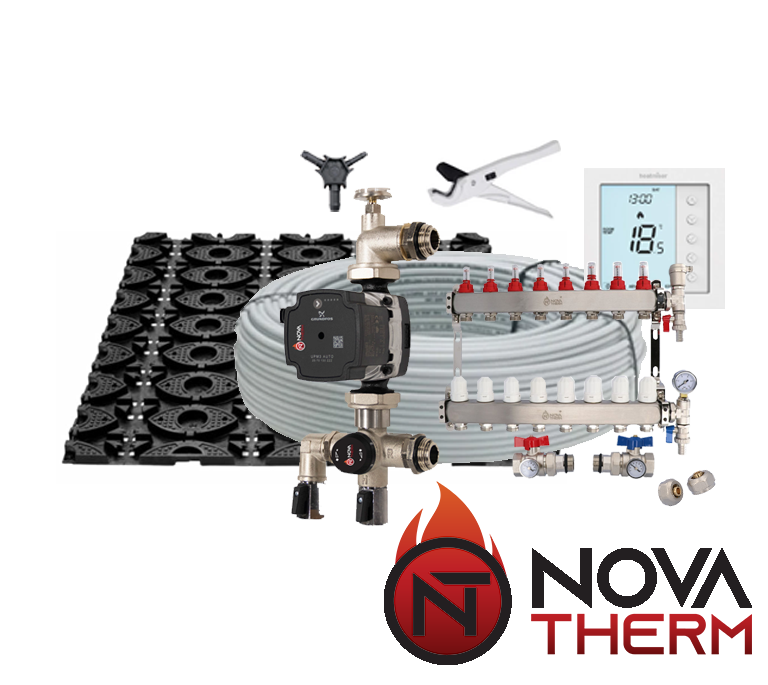 NovaTherm Water Underfloor Heating Low Profile Retrofit Multi Zone Kit - 100m2