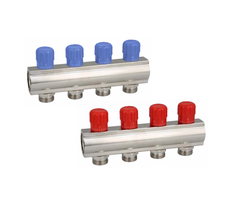 NovaTherm 4 Port Manifold 1" - 3/4" Red Valves - NFS5-1-3/4x4 Red