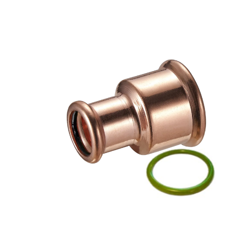 M-Press Fittings - Copper FKM for Solar, High Temp, Compressed Air & Industrial Heating - M-Profile - Press Fit - Reducing Coupling - 22mm x 15mm