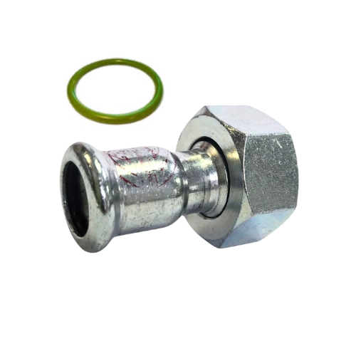 M-Press Fittings - Carbon Steel FKM for Solar, High Temp, Compressed Air & Industrial Heating - M-Profile - Press Fit - Straight Tap Connector - 15mm x 3/4"