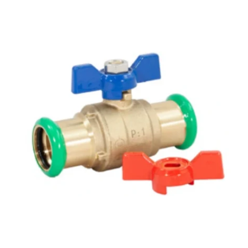 Pegasus PressFit Red & Blue Handle Butterfly Ball Valve - M-Profile - Water - 28mm - Pack of 1 - 435006