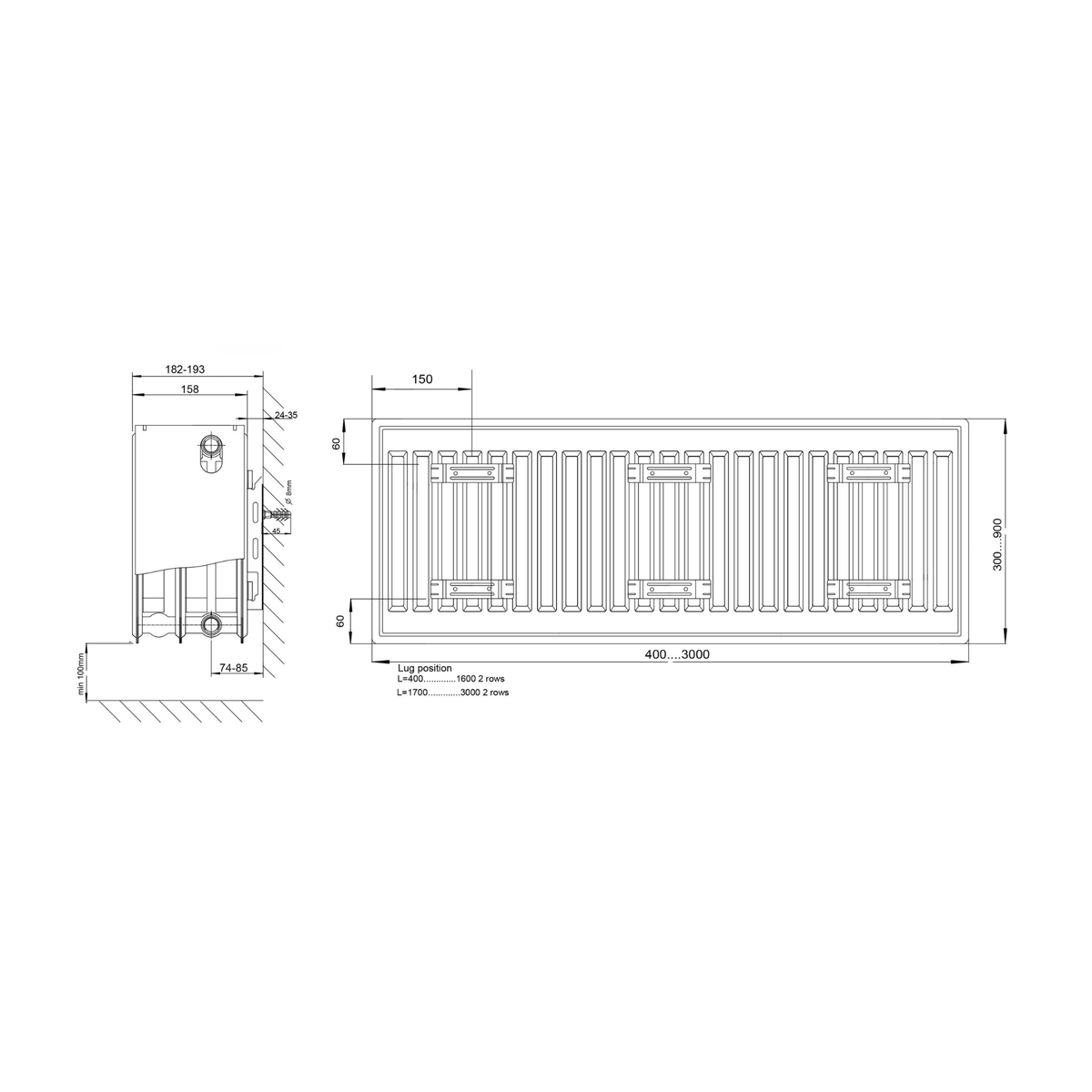 Revive2 Compact Radiator - Triple Panel K3 - 700mm x 2000mm