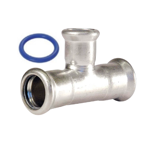 M-Press Fittings - Stainless Steel 316 Steam - M-Profile - Press Fit - Branch Reducing Tee - 35mm x 35mm x 22mm