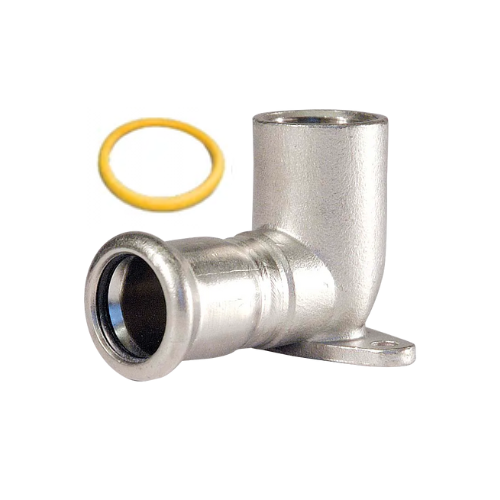 M-Press Fittings - Stainless Steel 304 Gas - M-Profile - Press Fit - Wallplate Elbow - 15mm x 1/2"