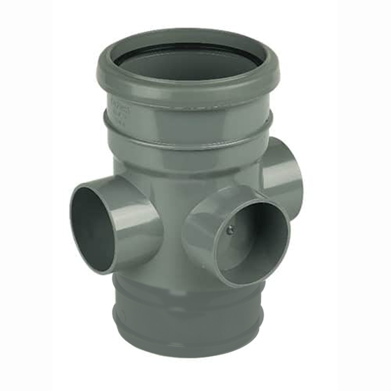 FloPlast 110mm Ring Seal Soil - Boss Pipe Socket/Solvent Weld - Grey - SP582G