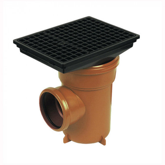 FloPlast 110mm Underground Drainage - Bottle Gully Trap with Rectangular Grid - D520