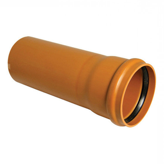 FloPlast 160mm Underground Drainage - 6m Single Socket Pipe - 6D146