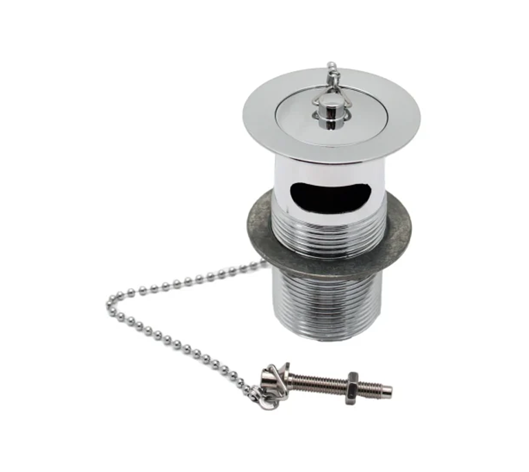 Peerless Basin Waste with Brass Plug (with Chain) - Slotted - 1 1/4" - Chrome - (Metal Backnut) - 201257