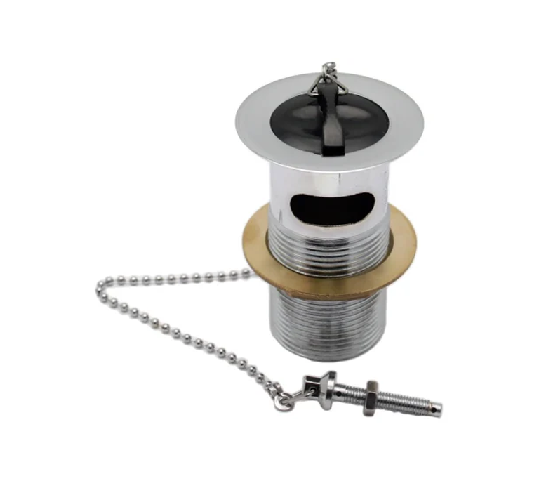 Peerless Basin Waste with Poly Plug (with Chain) - Unslotted - 1 1/4" - Chrome - (Brass Backnut) - 201287