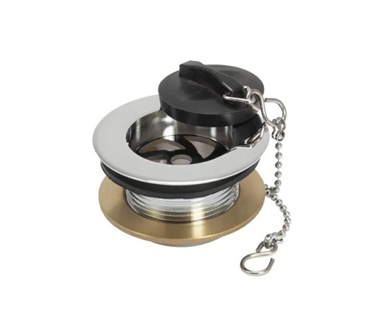 Peerless Tubby Poly Plug Bath Waste (with Chain) - 1 1/2" - Chrome - (Brass Backnut) - 201340