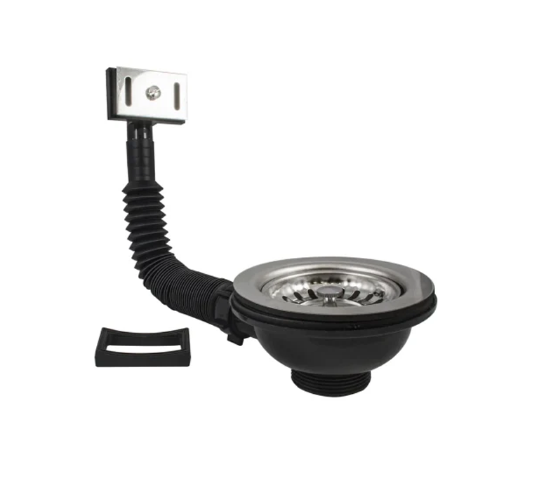 Peerless Basket Strainer Waste with Rectangular Overflow - 1 1/2" - Stainless Steel - 201696