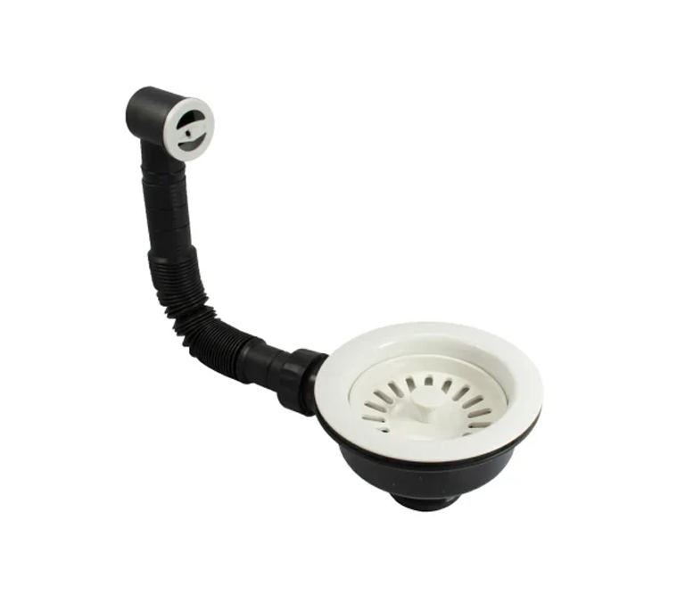 Peerless Basket Strainer Waste with Overflow - 1 1/2" - White - 201698