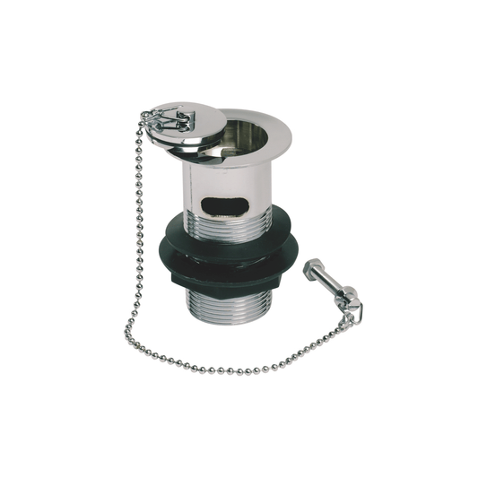 Peerless Stainless Steel Basin Waste (with Brass Plug) - Slotted - 1 1/4" - Chrome (Plastic Backnut) - 205130