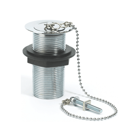 Peerless Stainless Steel Basin Waste (with Brass Plug) - Unslotted - 1 1/4" - Chrome (Plastic Backnut) - 205135