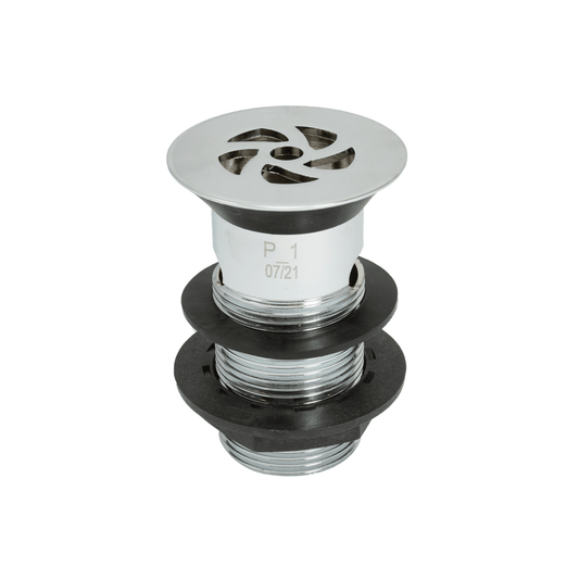 Peerless Stainless Steel Flush Grated Waste - Slotted - 1 1/4" - Chrome (89mm Tail & Plastic Backnut) - 205220