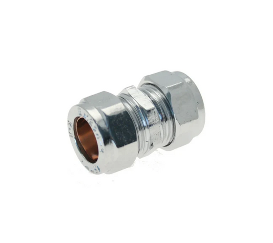 Chrome Plated Compression Coupler - 15mm