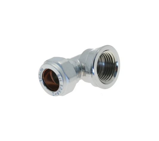 Chrome Plated Compression Female Iron Elbow - 15mm x 1/2"