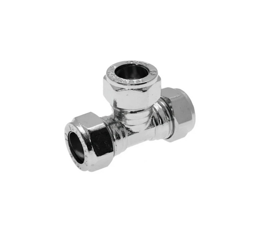 Chrome Plated Compression Equal Tee - 15mm