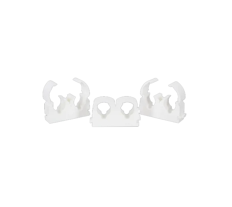 Dual Pipe Clips Reece Peerless Plastic Hinged Double Pipe Clips - 15mm - White (Pack of 50 ...