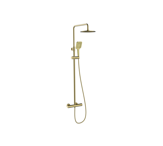 Clever Up! Urban Thermostatic Full Shower System with Drench/Rain Head - Brushed Gold