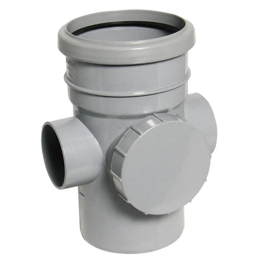 FloPlast 110mm Ring Seal Soil - Access Pipe Socket/Spigot - Grey - SP274G