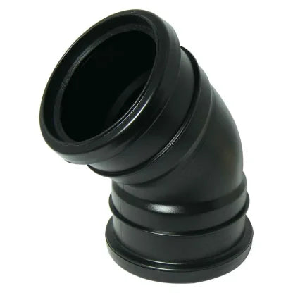 FloPlast 110mm Ring Seal Soil - Double Socket Bend 135° - Black - SP563B