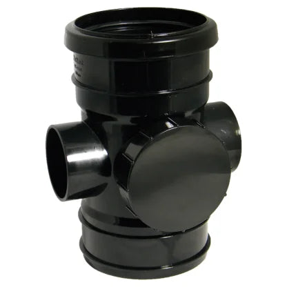 FloPlast 110mm Ring Seal Soil - Access Pipe Socket/Solvent Weld - Black - SP275B