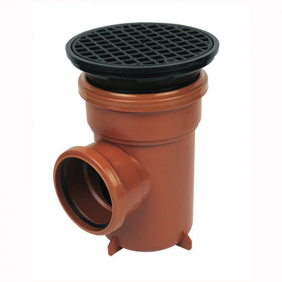FloPlast 110mm Underground Drainage - Bottle Gully Trap with Circular Grid - D510