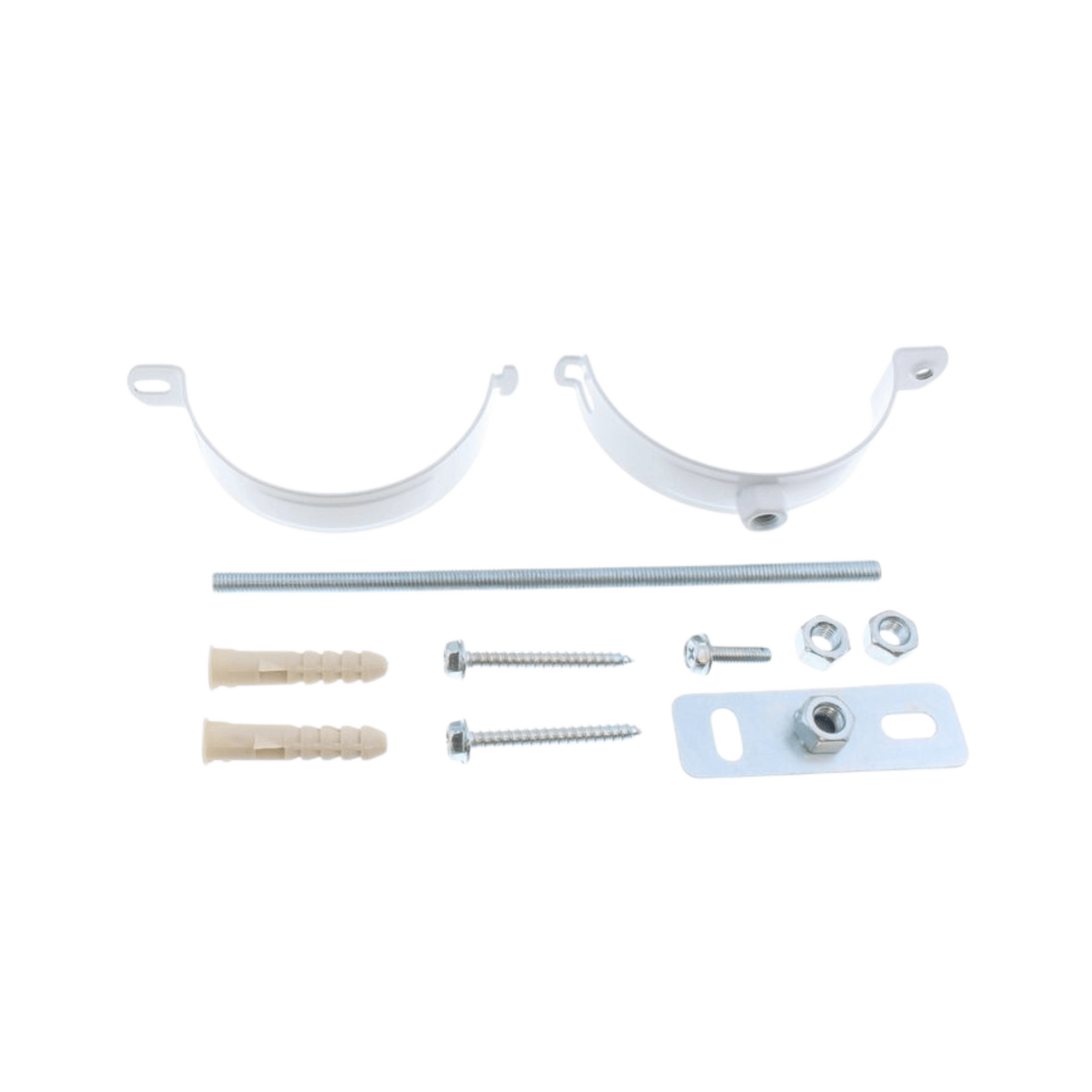 Universal Flue Support Bracket Kit with Mounting Plate - White - UNIFLUECLAMPKIT