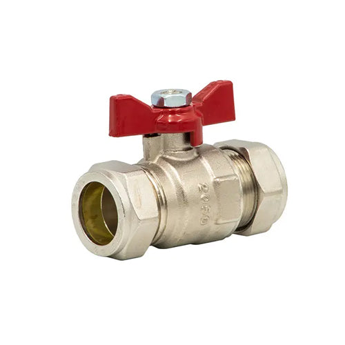 Altecnic Series 373 Intaball Lever Ball Valve - Red Handle - 22mm Compression - AI-373R22