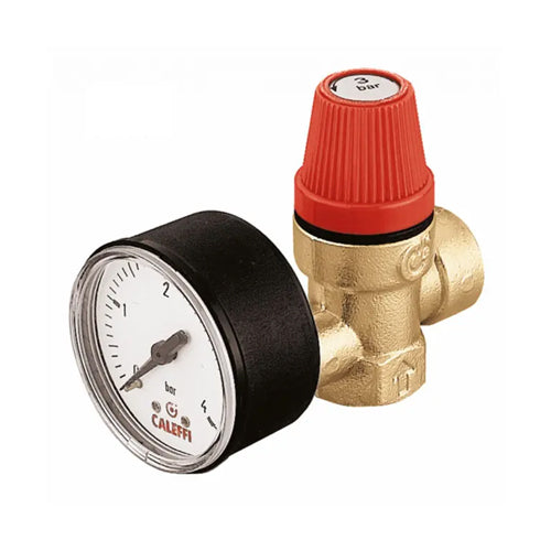 Altecnic 313 Series Safety Pressure Relief Valve with Gauge - 2.5 Bar - 3/4" F x F - 313525