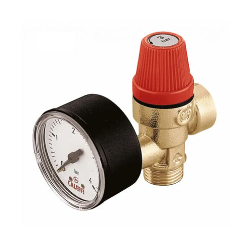 Altecnic 314 Series Safety Pressure Relief Valve with Gauge - 3 Bar - 1/2" M x F - 314430