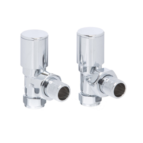 Altecnic Modern Polished Radiator Valve (Pair) - Angled - 15mm x 1/2" - YU-JQAL025LC