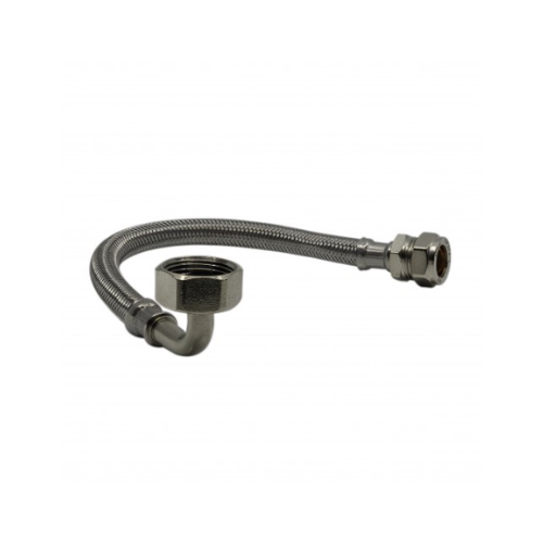 Bent Flexible Tap Connector - C x F - Standard Bore - 22mm x 3/4" x 300mm - WRAS Approved