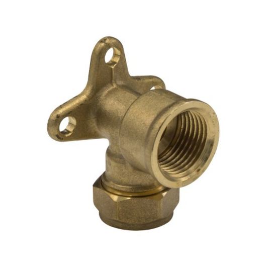 Brass Compression - Wallplate Elbow - 22mm x 3/4"