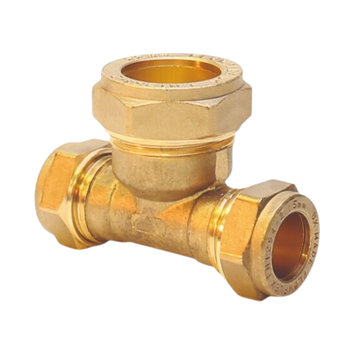 Brass Compression - Both Ends Reducing Tee - 22mm x 22mm x 28mm