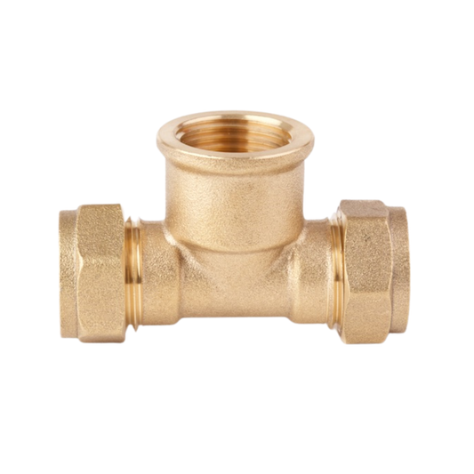 Brass Compression - Female Iron Branch Tee - 28mm x 28mm x 1/2"
