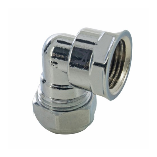 Chrome Plated Compression - Female Iron Elbow - 22mm x 3/4"