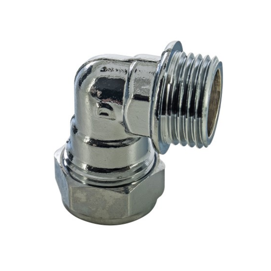 Chrome Plated Compression - Male Iron Elbow - 22mm x 3/4"