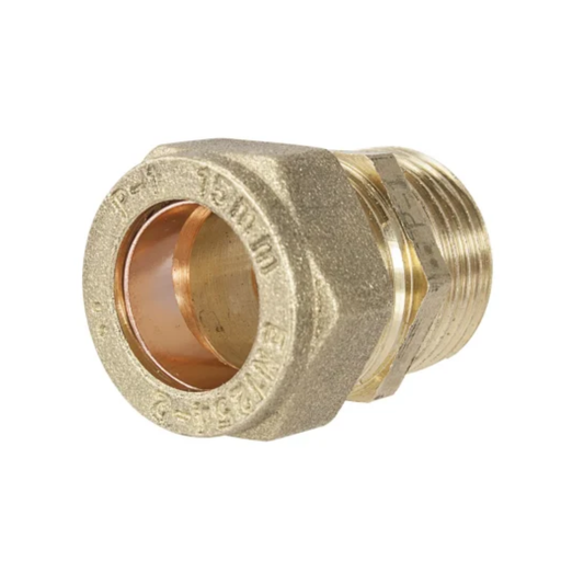 Brass Compression - Male Iron Coupling (No Flange) - 22mm x 3/4"